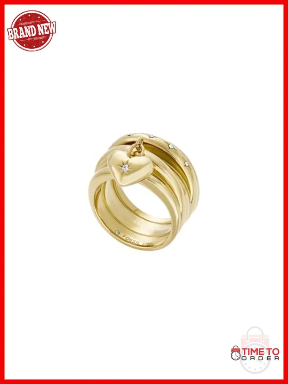 Stainless Steel Stacking Ring with Clear Stone